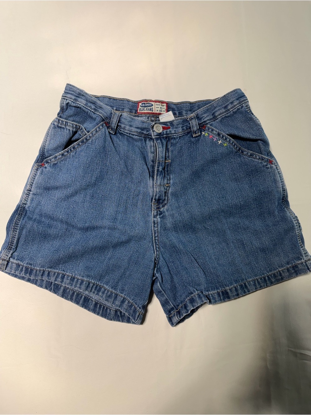Old Navy Blue Denim High-Rise Shorts with Star Stitching